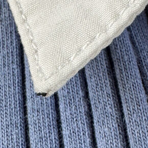 Venezia Size 22/24 Blue Ribbed Knit Top White Collar Stretch Shirt Blouse - Picture 9 of 9